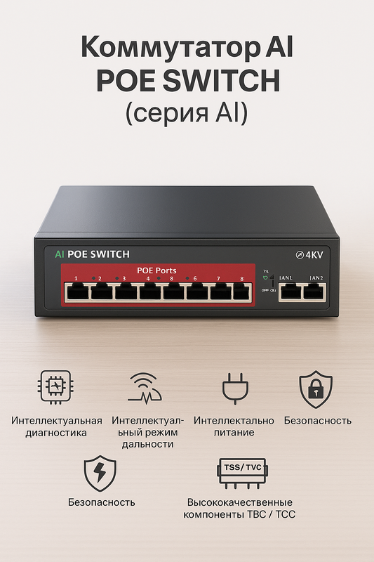 PoE коммутатор Technology 6*100Mbps+2*100Mbps